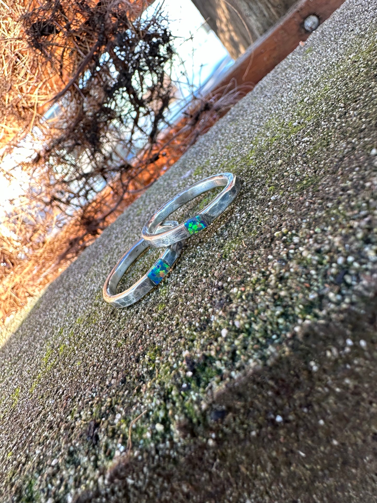 Aged ring with opal