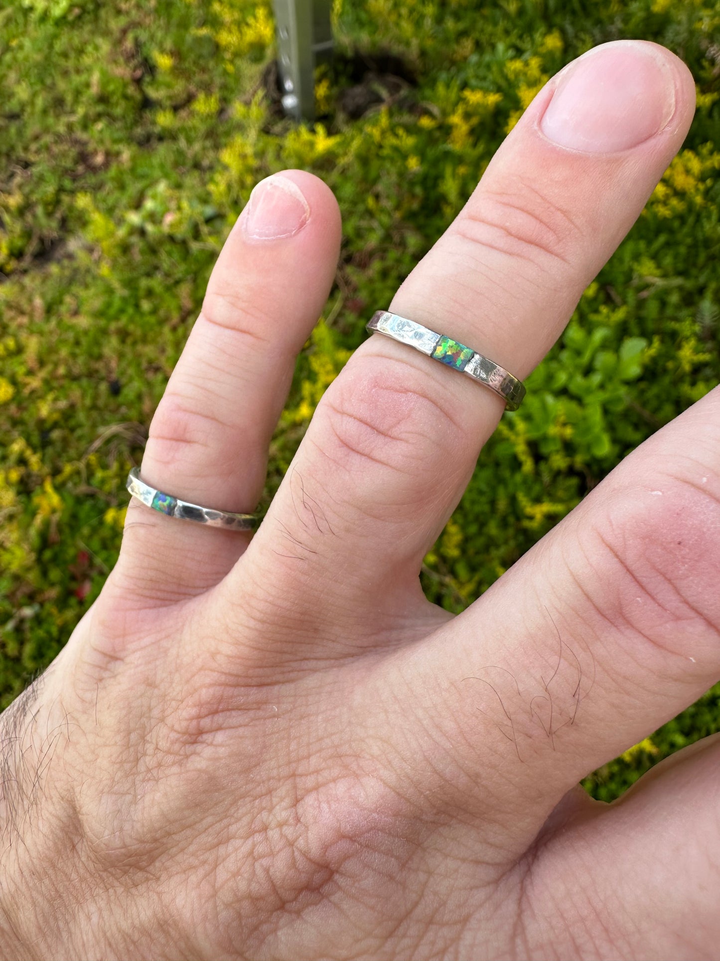 Aged ring with opal