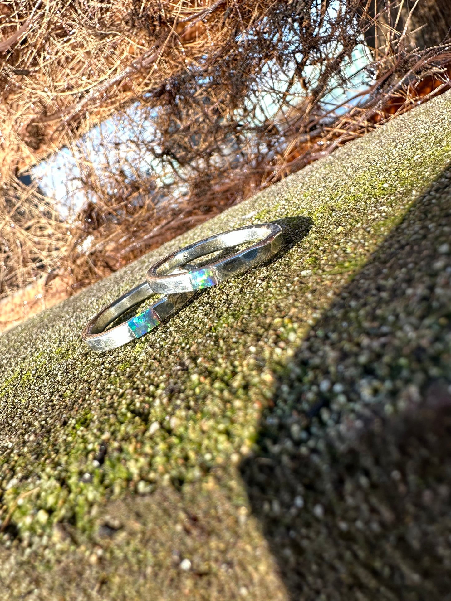 Aged ring with opal