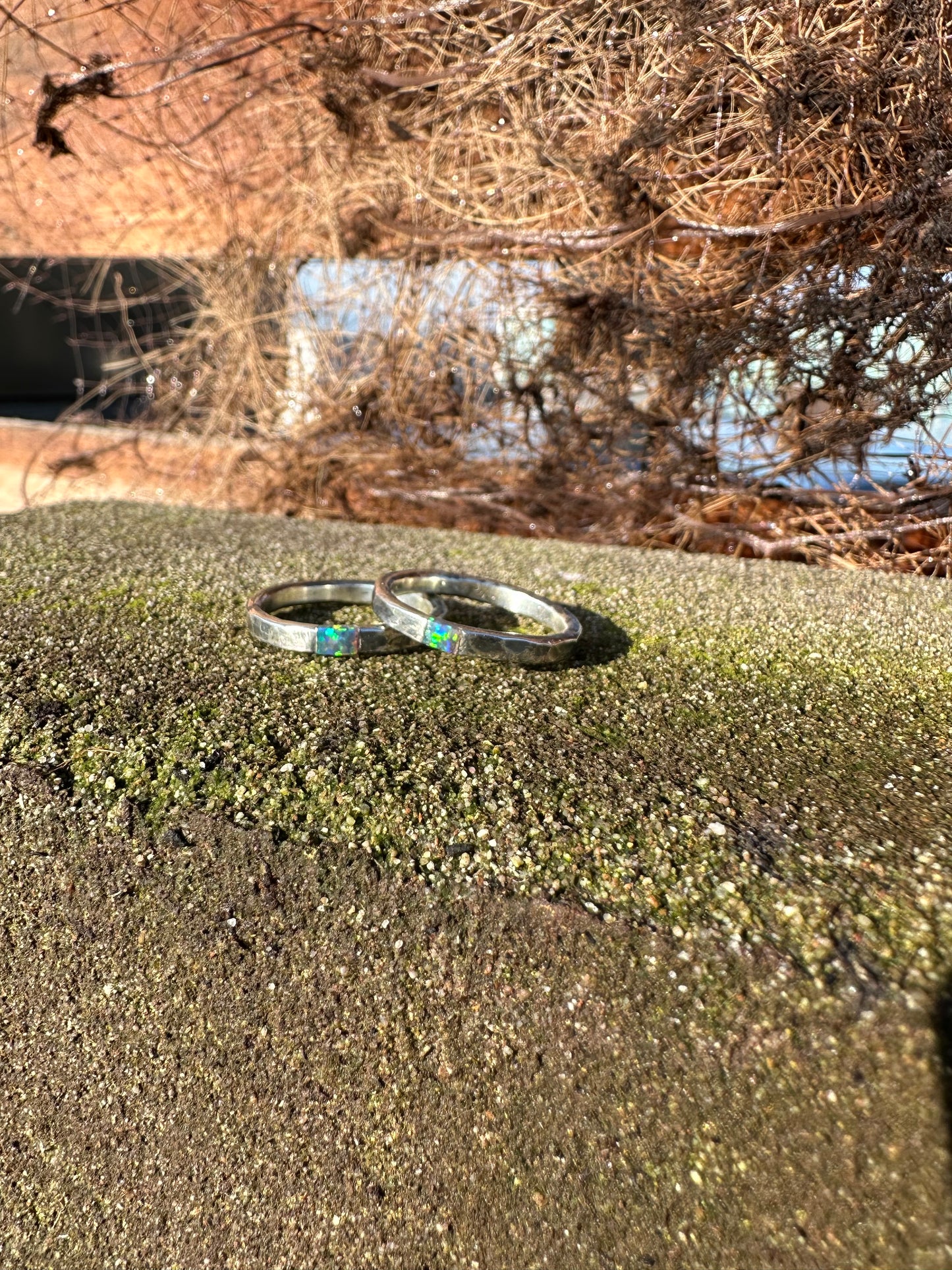 Aged ring with opal